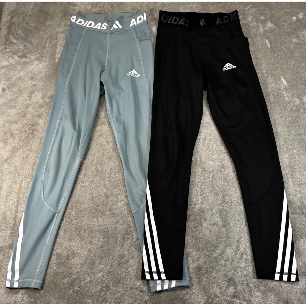 Adidas Techfit Primegreen Leggings Women XS Black Grey‎ Bundle Excellent Stripes